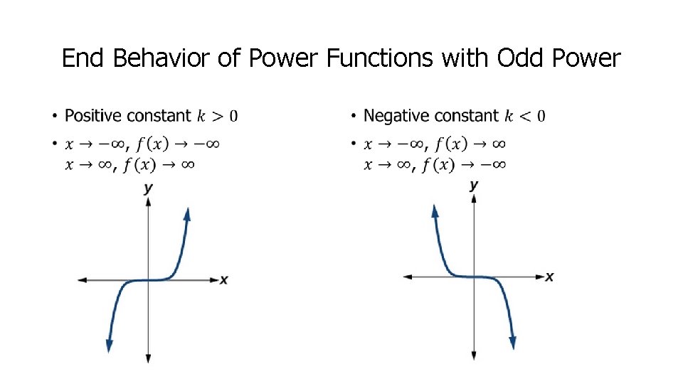 End Behavior of Power Functions with Odd Power • • 