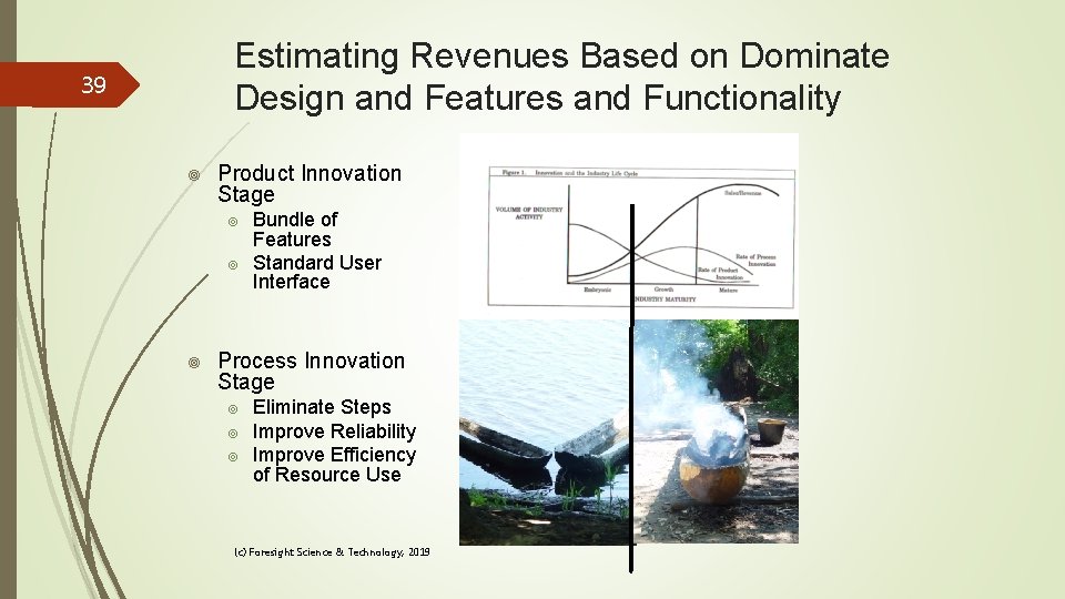 Estimating Revenues Based on Dominate Design and Features and Functionality 39 ¥ Product Innovation