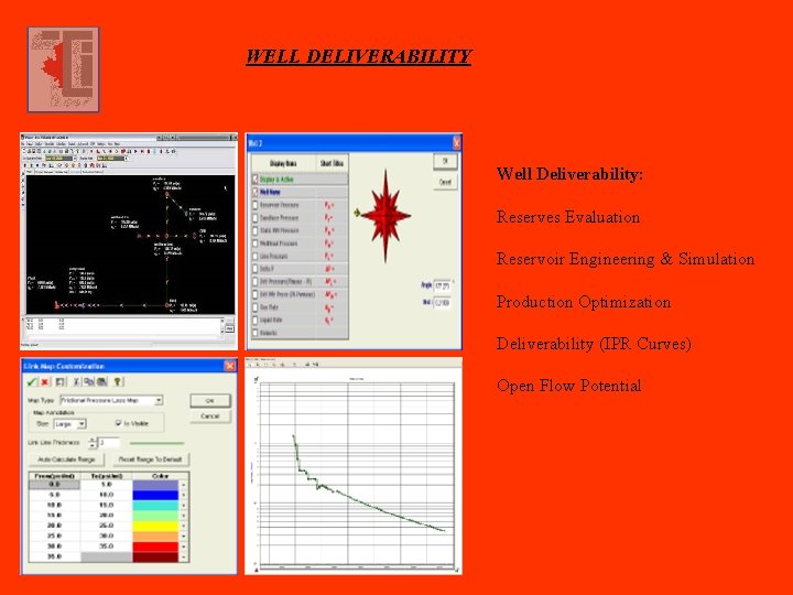 WELL DELIVERABILITY Well Deliverability: Reserves Evaluation Reservoir Engineering & Simulation Production Optimization Deliverability (IPR