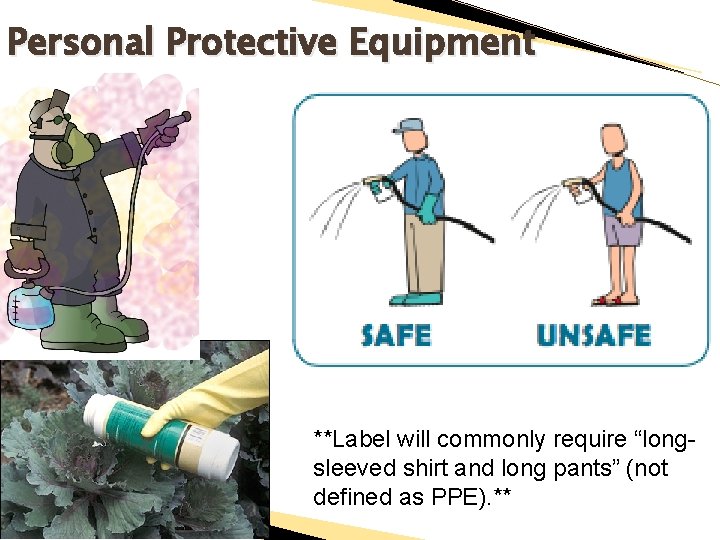 Personal Protective Equipment **Label will commonly require “longsleeved shirt and long pants” (not defined