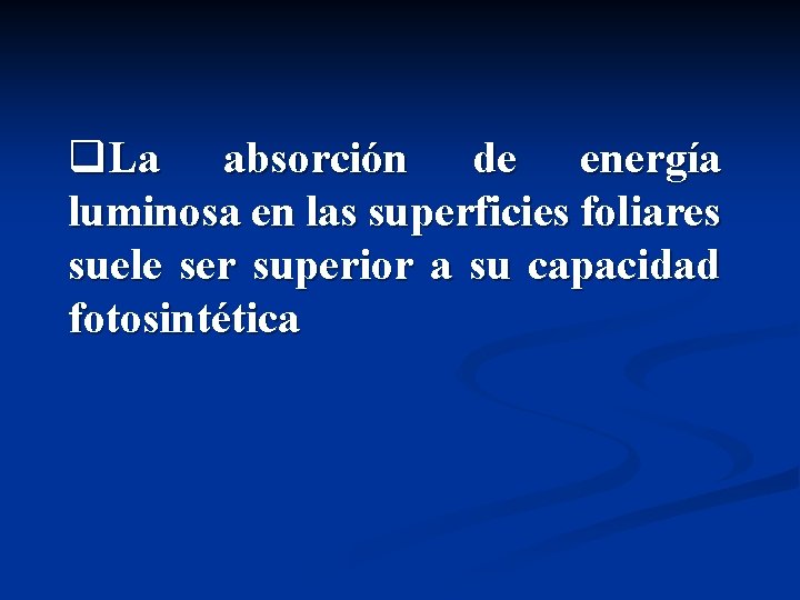 q. La absorción de energía luminosa en las superficies foliares suele ser superior a