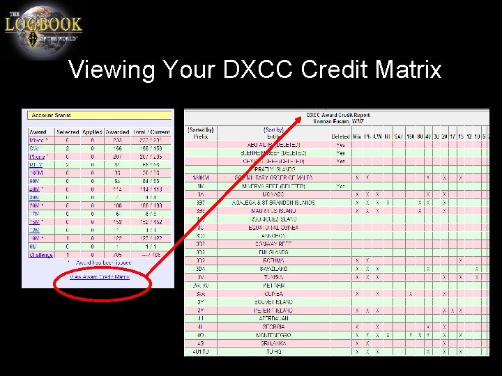 Viewing Your DXCC Credit Matrix 