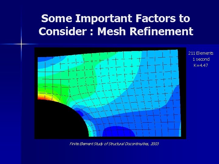 Some Important Factors to Consider : Mesh Refinement 211 Elements 1 second K=4. 47