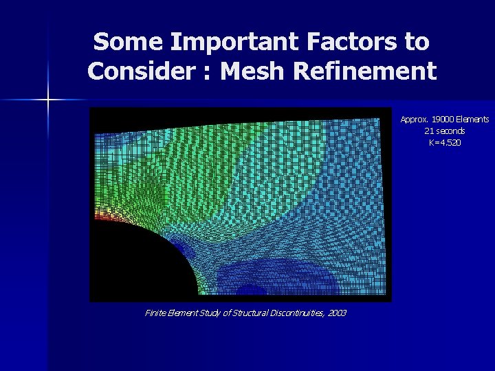 Some Important Factors to Consider : Mesh Refinement Approx. 19000 Elements 21 seconds K=4.
