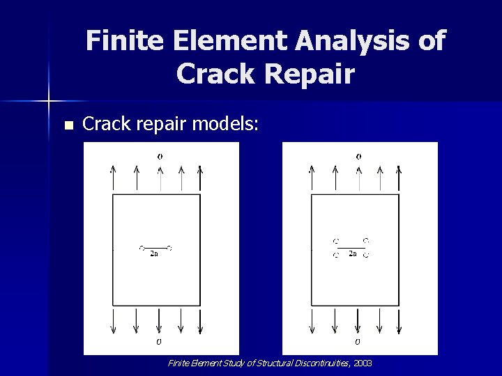 Finite Element Analysis of Crack Repair n Crack repair models: Finite Element Study of