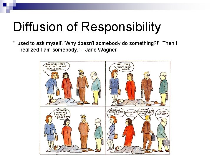 Diffusion of Responsibility “I used to ask myself, ‘Why doesn’t somebody do something? !’