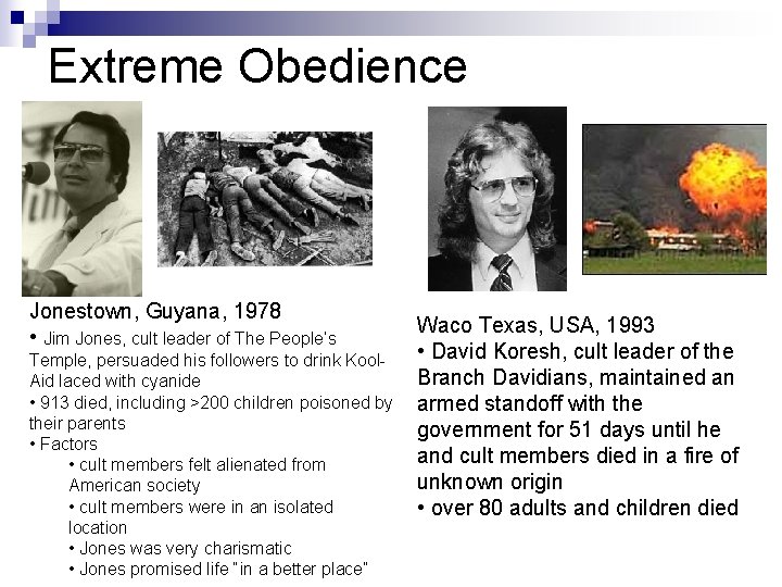 Extreme Obedience Jonestown, Guyana, 1978 • Jim Jones, cult leader of The People’s Temple,