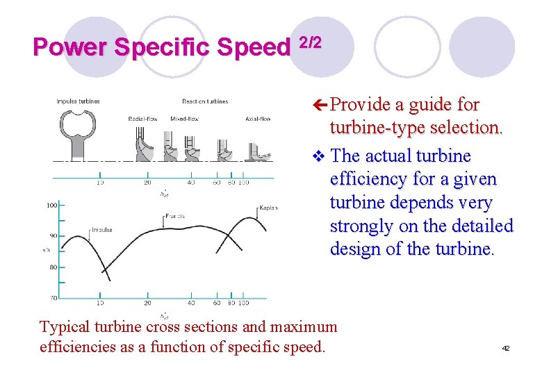 Power Specific Speed 2/2 ç Provide a guide for turbine-type selection. v The actual