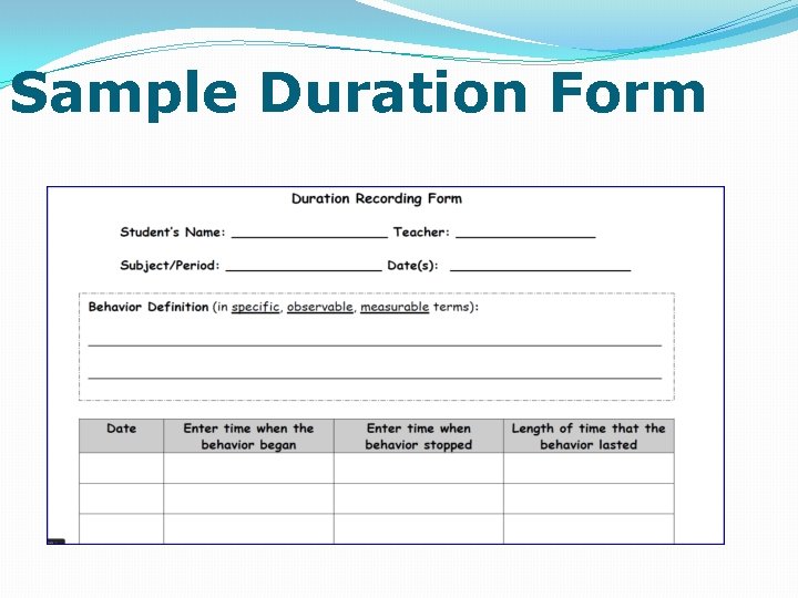 Sample Duration Form 