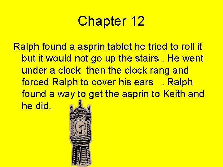 Chapter 12 Ralph found a asprin tablet he tried to roll it but it