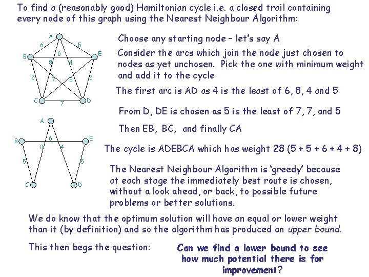 To find a (reasonably good) Hamiltonian cycle i. e. a closed trail containing every