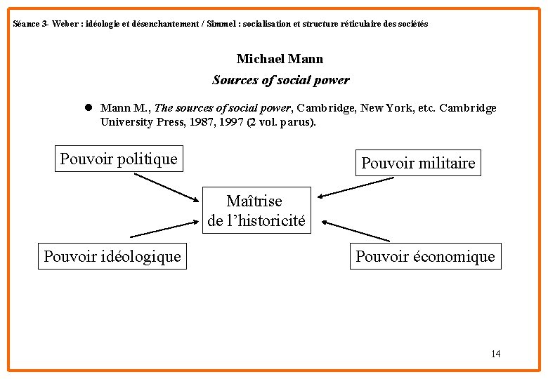 Séance 3 - Weber : idéologie et désenchantement / Simmel : socialisation et structure