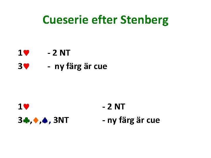 Cueserie efter Stenberg 1 3 - 2 NT - ny färg är cue 1