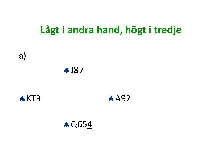 Lågt i andra hand, högt i tredje a) J 87 KT 3 A 92