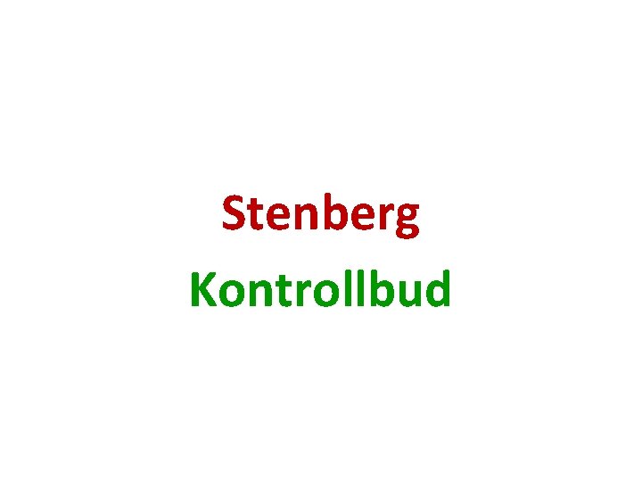 Stenberg Kontrollbud 