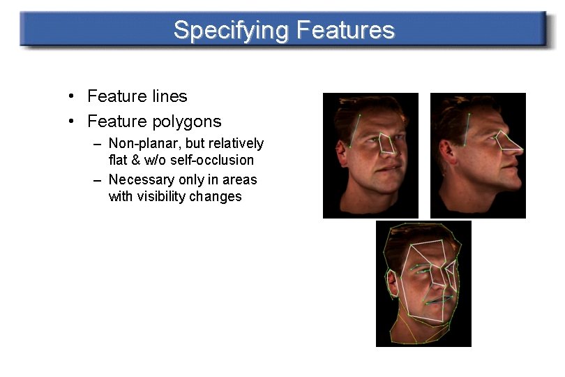 Specifying Features • Feature lines • Feature polygons – Non-planar, but relatively flat &