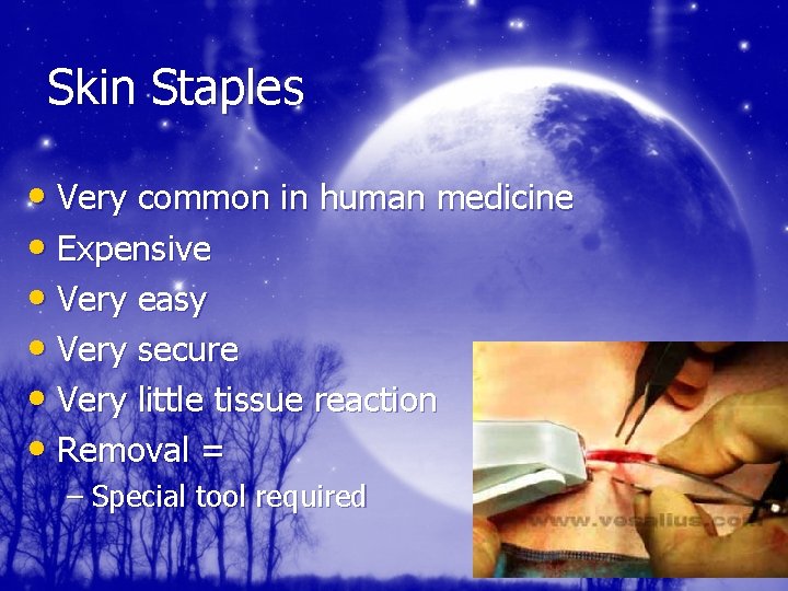 Skin Staples • Very common in human medicine • Expensive • Very easy •