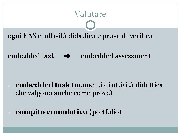 Valutare ogni EAS e' attività didattica e prova di verifica embedded task embedded assessment