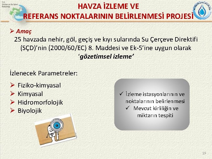  HAVZA İZLEME VE REFERANS NOKTALARININ BELİRLENMESİ PROJESİ Ø Amaç 25 havzada nehir, göl,