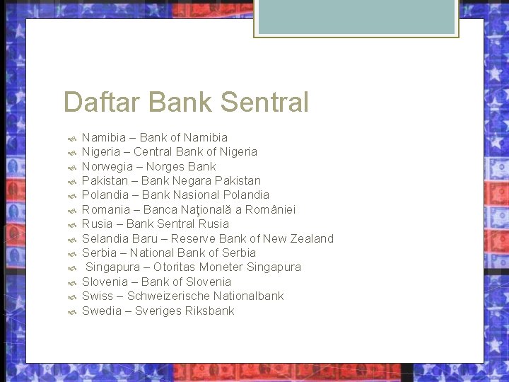 Daftar Bank Sentral Namibia – Bank of Namibia Nigeria – Central Bank of Nigeria