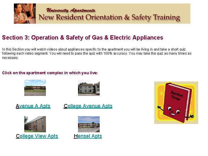 Section 3: Operation & Safety of Gas & Electric Appliances In this Section you