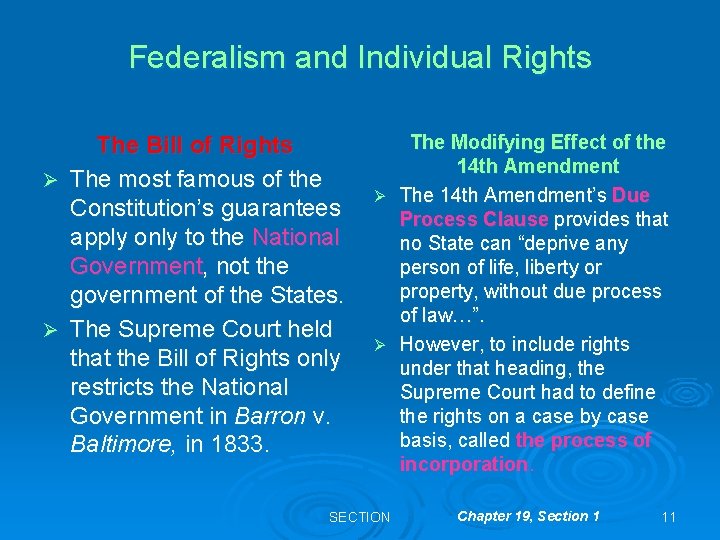Federalism and Individual Rights The Bill of Rights Ø The most famous of the