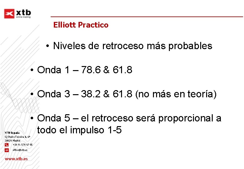 Elliott Practico • Niveles de retroceso más probables • Onda 1 – 78. 6