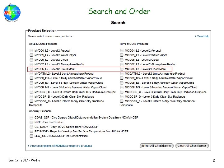 Search and Order Jan. 17, 2007 - Wolfe 10 