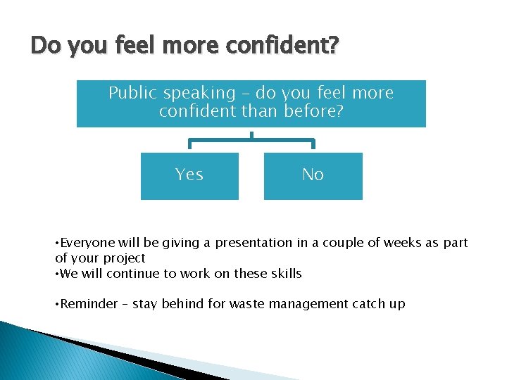 Do you feel more confident? Public speaking – do you feel more confident than