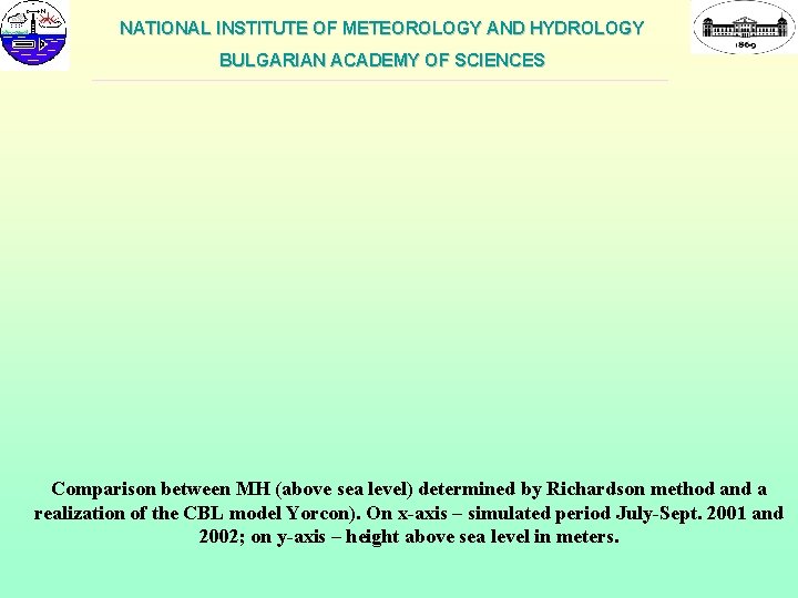 NATIONAL INSTITUTE OF METEOROLOGY AND HYDROLOGY BULGARIAN ACADEMY OF SCIENCES ___________________________________________________________ Comparison between MH