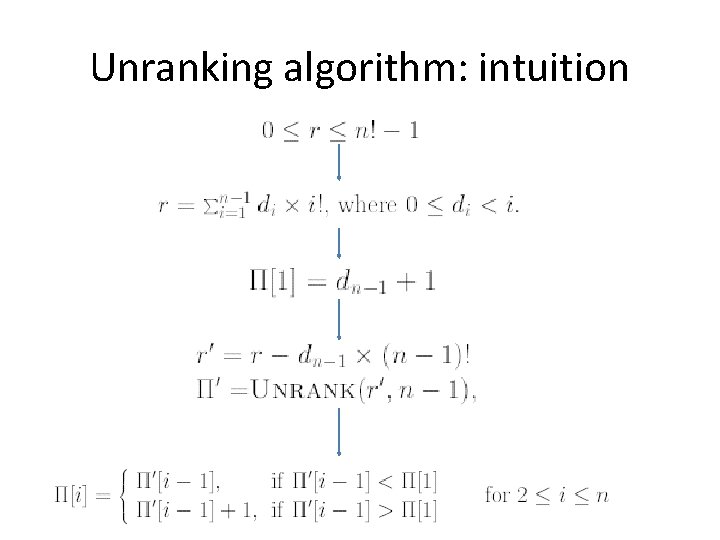Unranking algorithm: intuition 