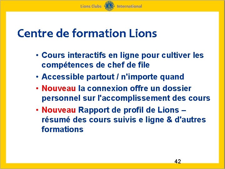 Centre de formation Lions • Cours interactifs en ligne pour cultiver les compétences de