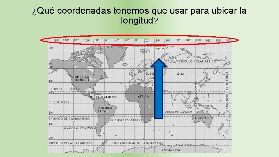 ¿Qué coordenadas tenemos que usar para ubicar la longitud? 