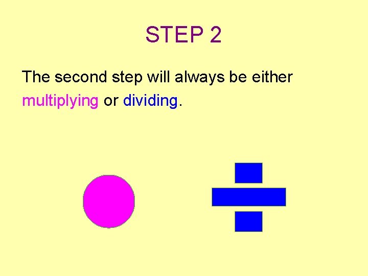 STEP 2 The second step will always be either multiplying or dividing. 