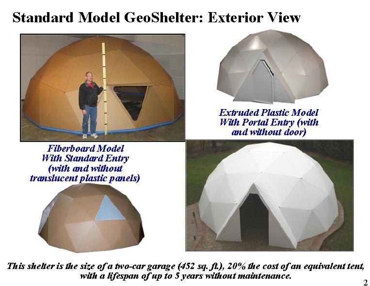 Standard Model Geo. Shelter: Exterior View Extruded Plastic Model With Portal Entry (with and