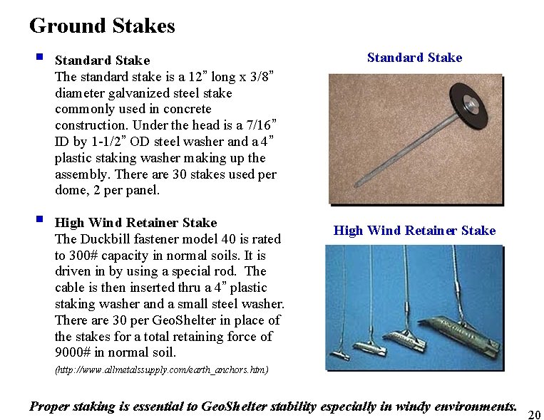 Ground Stakes § Standard Stake The standard stake is a 12” long x 3/8”