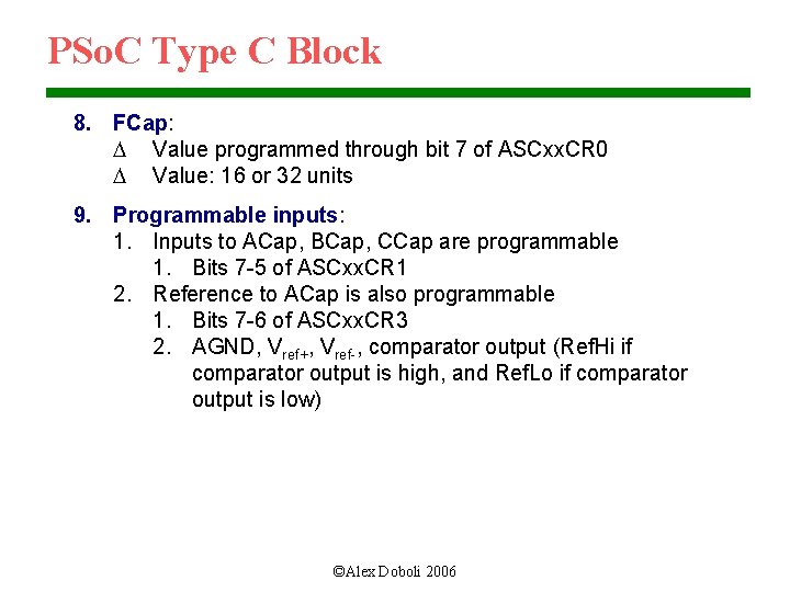 PSo. C Type C Block 8. FCap: D Value programmed through bit 7 of