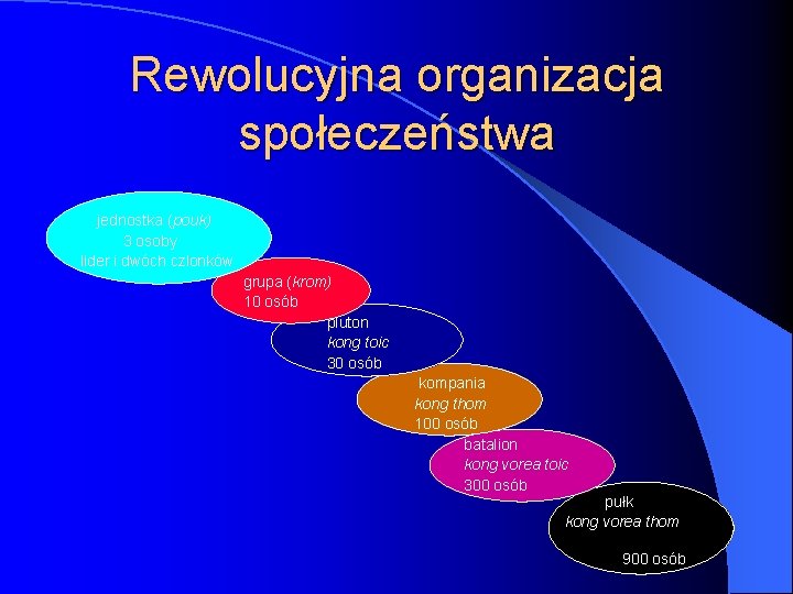 Rewolucyjna organizacja społeczeństwa jednostka (pouk) 3 osoby lider i dwóch czlonków grupa (krom) 10