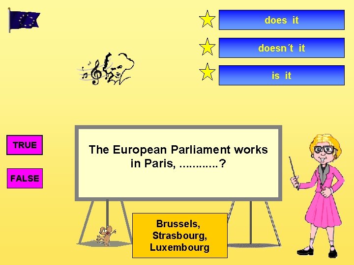 does it doesn´t it is it TRUE The European Parliament works in Paris, .