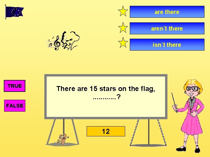 are there aren´t there isn´t there TRUE There are 15 stars on the flag,