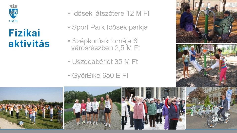  • Idősek játszótere 12 M Ft Fizikai aktivitás • Sport Park Idősek parkja