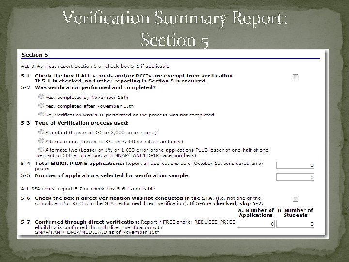 Verification Summary Report: Section 5 