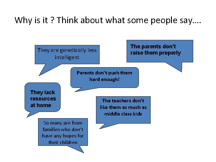 Why is it ? Think about what some people say…. They are genetically less