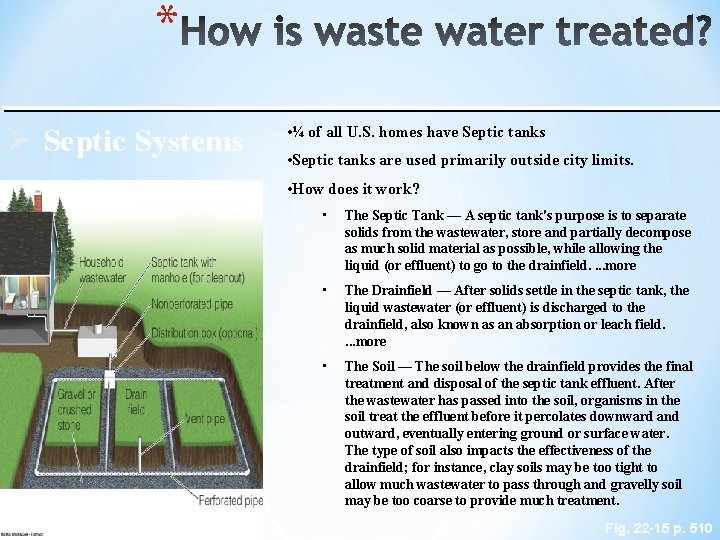 * Ø Septic Systems • ¼ of all U. S. homes have Septic tanks