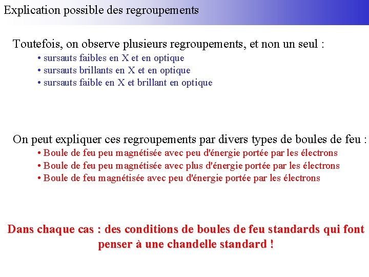 Explication possible des regroupements Toutefois, on observe plusieurs regroupements, et non un seul :