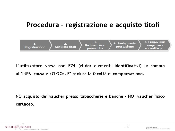 Procedura – registrazione e acquisto titoli L’utilizzatore versa con F 24 (elide: elementi identificativi)