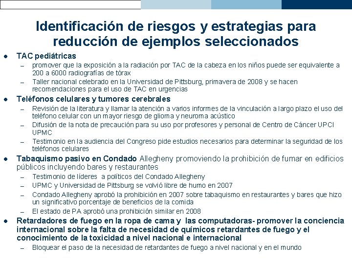 Identificación de riesgos y estrategias para reducción de ejemplos seleccionados l TAC pediátricas –