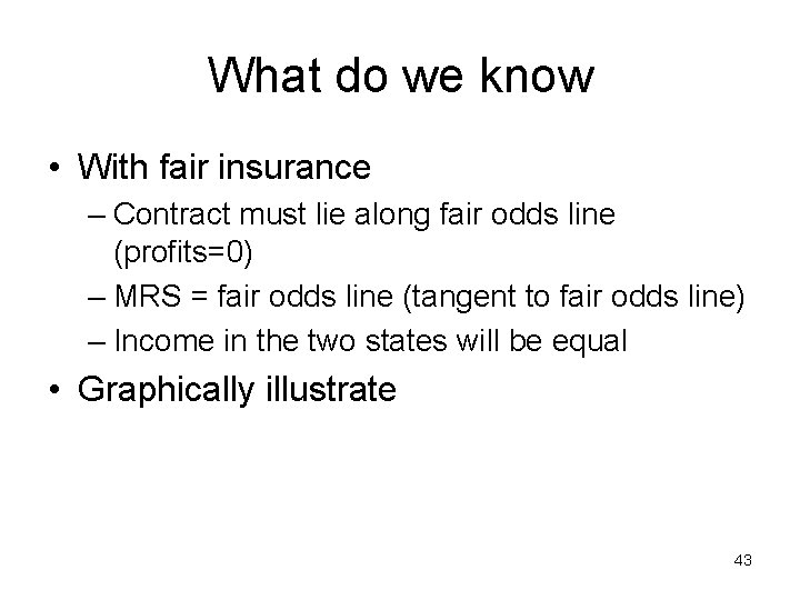 What do we know • With fair insurance – Contract must lie along fair