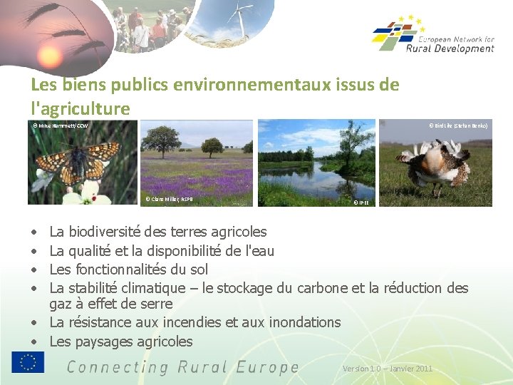 Les biens publics environnementaux issus de l'agriculture © Mike Hammett/CCW © Bird. Life (Stefan