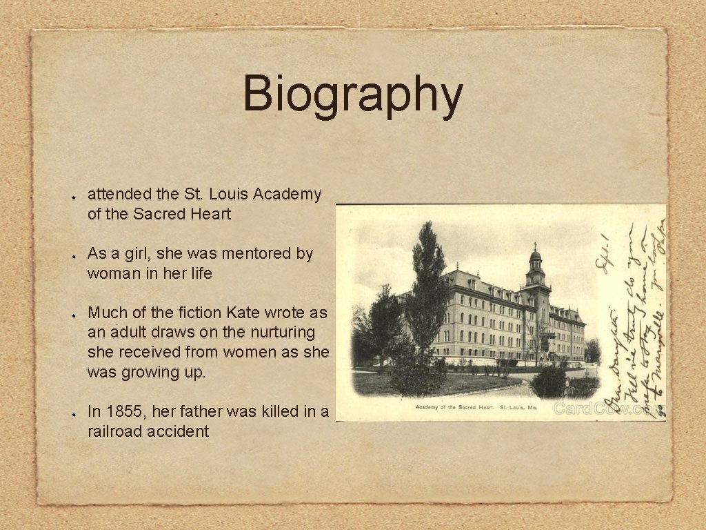 Biography attended the St. Louis Academy of the Sacred Heart As a girl, she